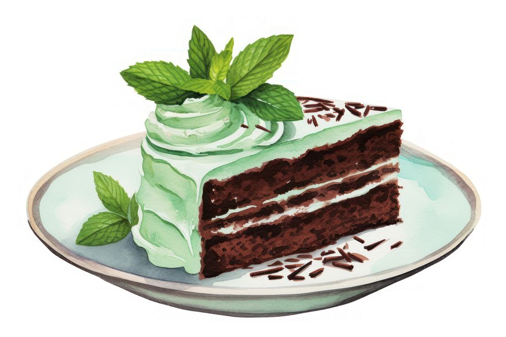 Mint choccolate cake dessert cream plant. AI generated Image by rawpixel.