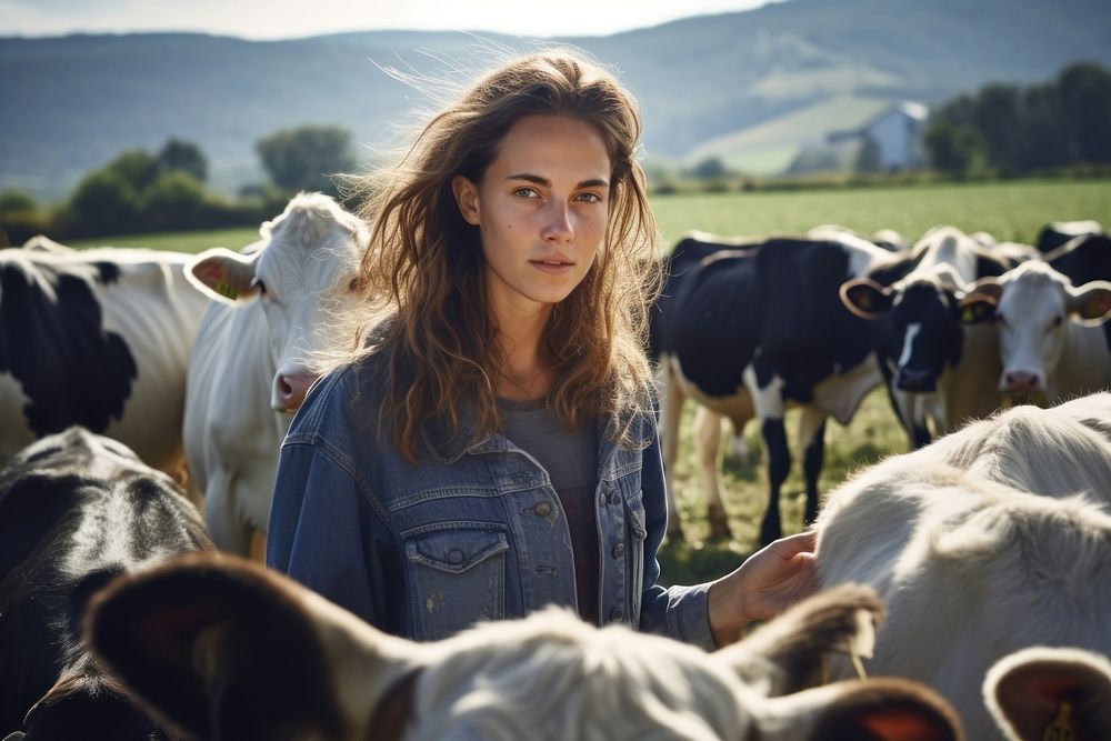 Dairy cattle livestock outdoors portrait. AI generated Image by rawpixel.