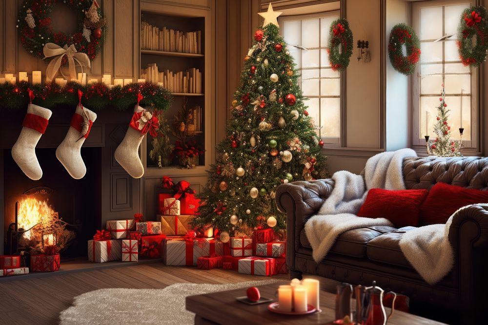 Christmas christmas fireplace anticipation. AI generated Image by rawpixel.