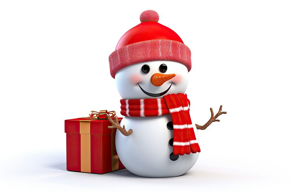 Cube snowman winter white red. AI generated Image by rawpixel.