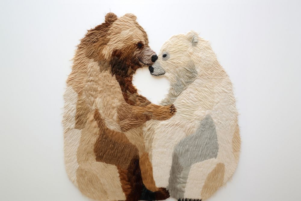 2 bear huging mammal animal representation. AI generated Image by rawpixel.
