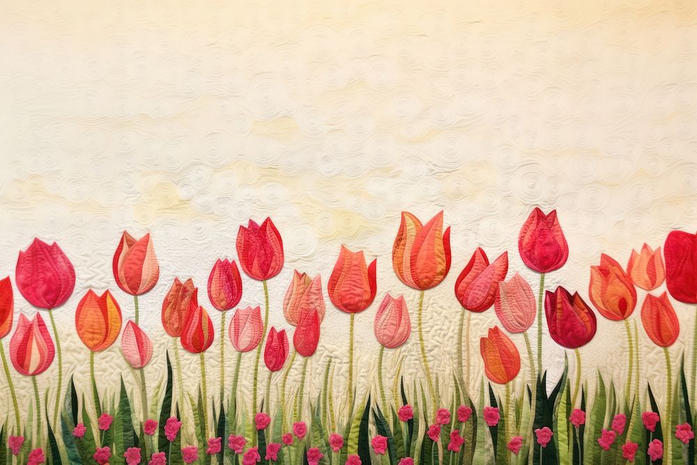 Minimal tulip border painting flower plant. AI generated Image by rawpixel.