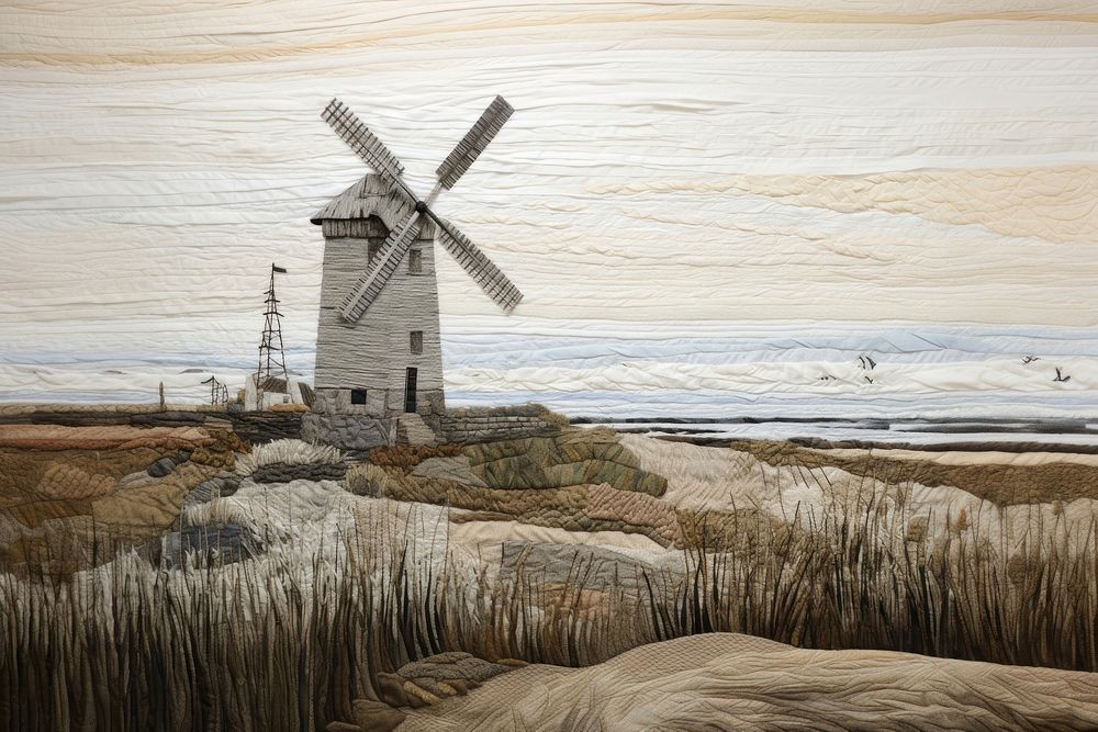 Windmill landscape outdoors architecture. AI generated Image by rawpixel.