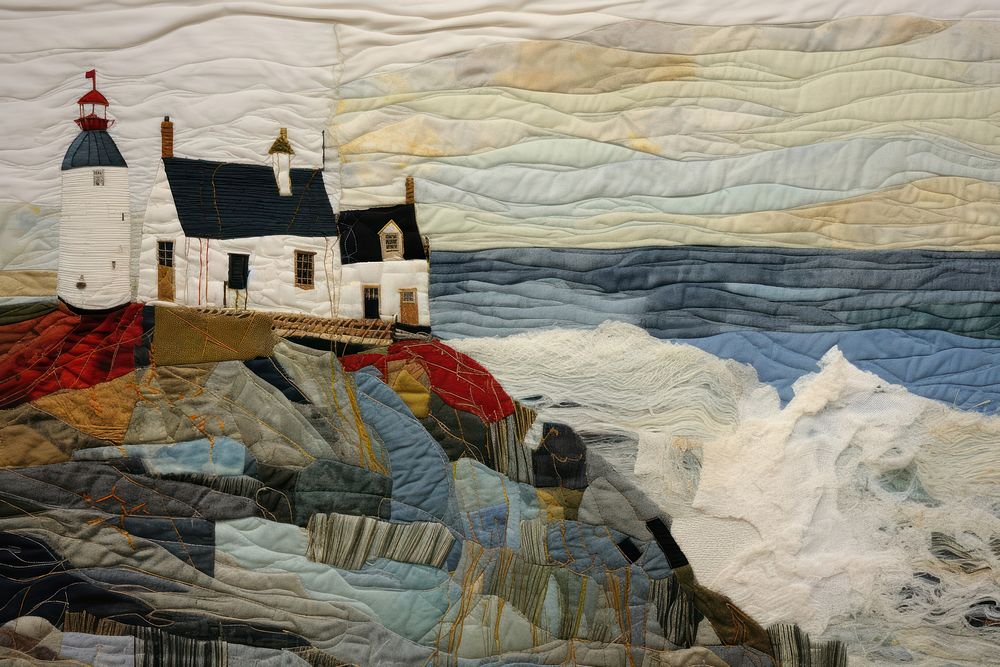 Embroidery quilt land architecture. AI generated Image by rawpixel.