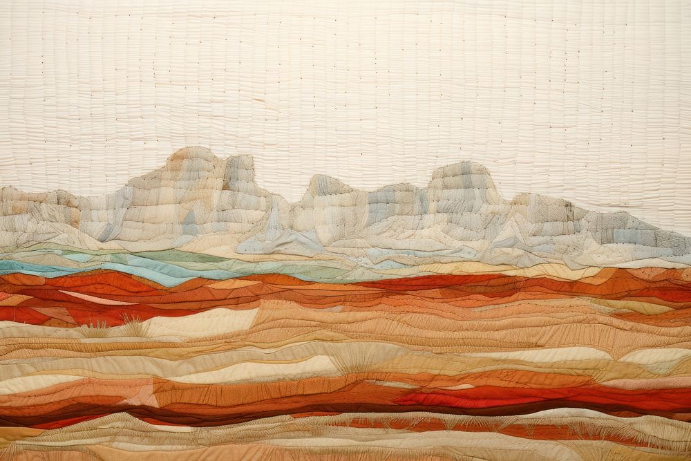 Simple desert landscape quilt art. 