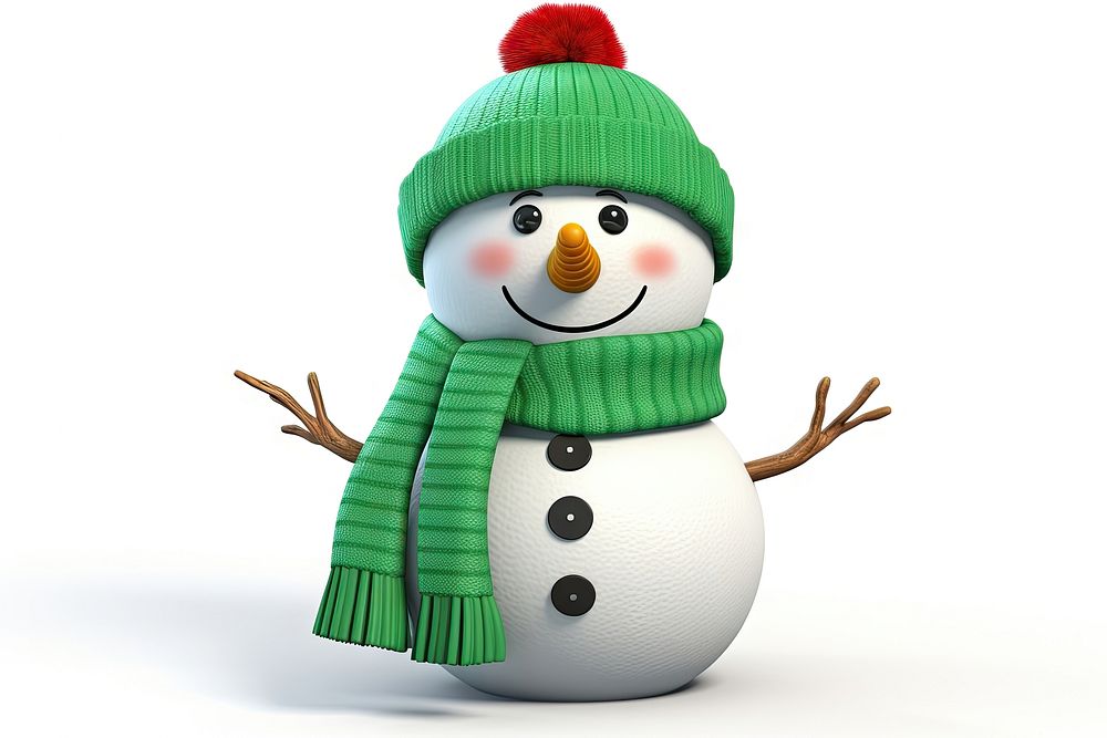 Snowman winter white white background. AI generated Image by rawpixel.