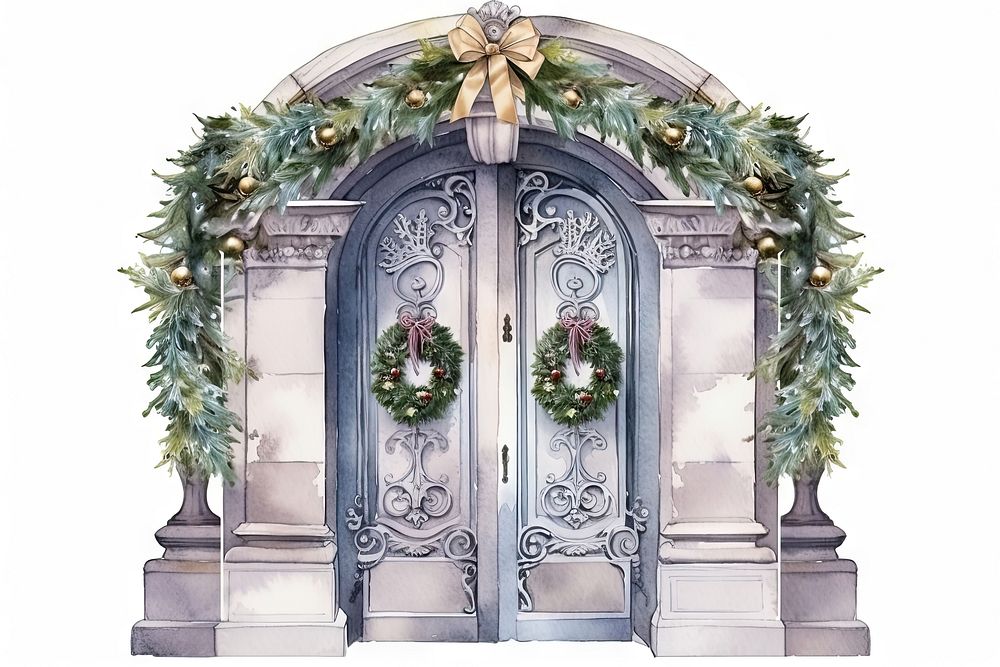 Christmas decorations architecture door gate. AI generated Image by rawpixel.