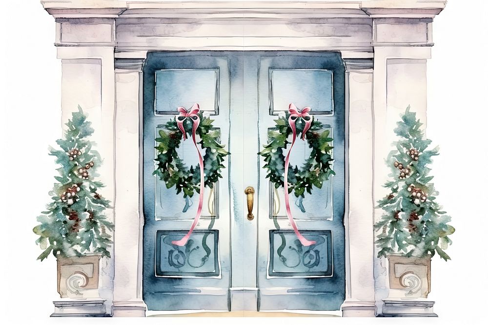 Christmas decorations plant door white background. AI generated Image by rawpixel.