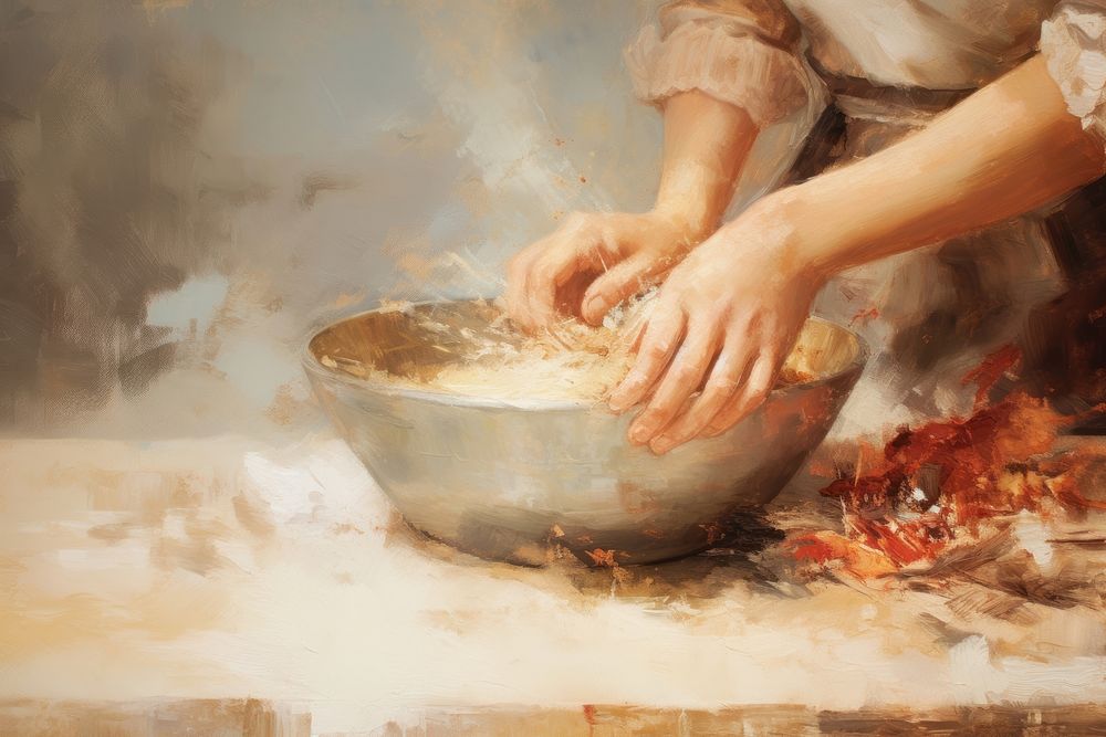 Hand mixing ingredients painting cooking freshness. AI generated Image by rawpixel.