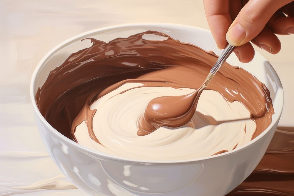 Mixing chocolate sauce dessert cream food. AI generated Image by rawpixel.