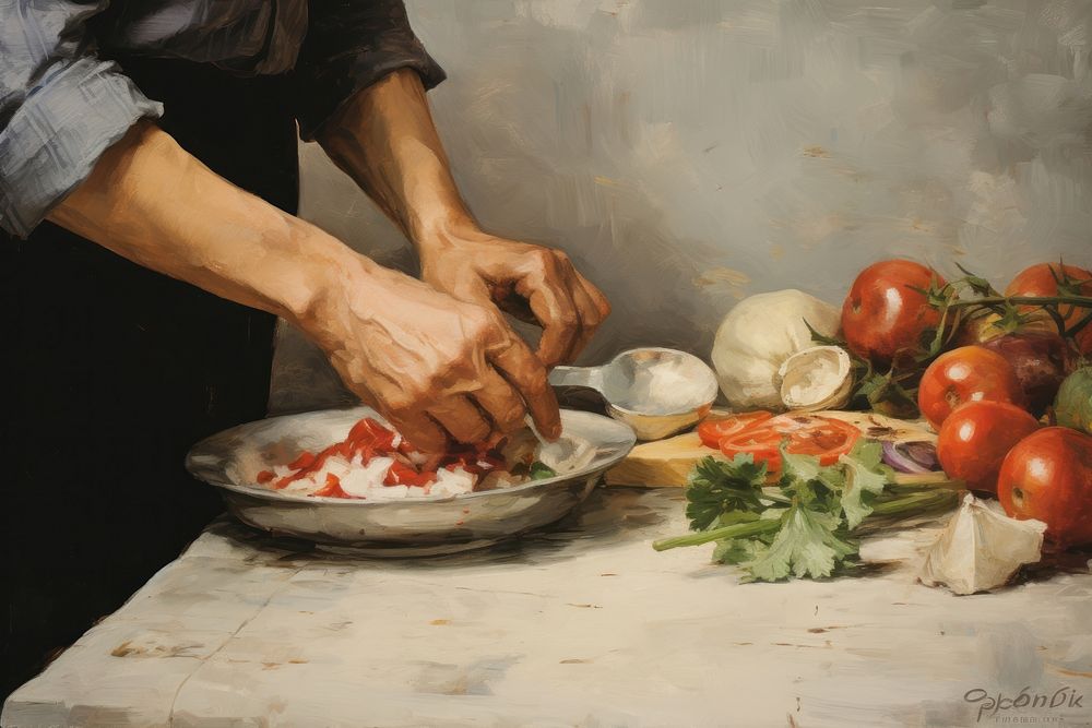 Hand preparing food painting adult accessories. AI generated Image by rawpixel.