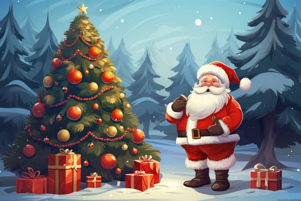 Christmas cartoon tree christmas tree. AI generated Image by rawpixel.
