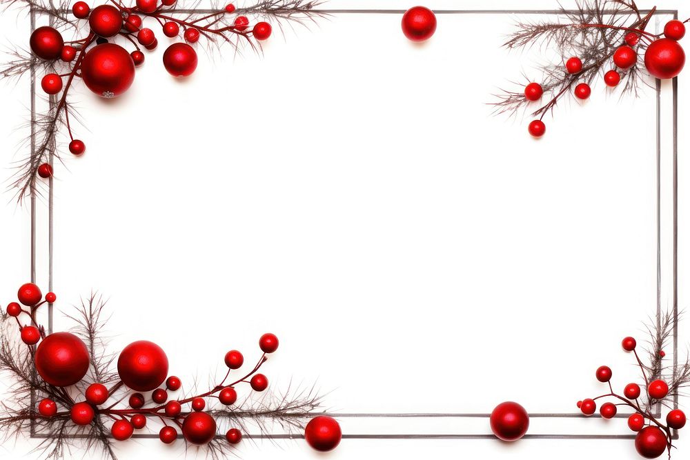 Christmas branches frame red white background celebration. AI generated Image by rawpixel.