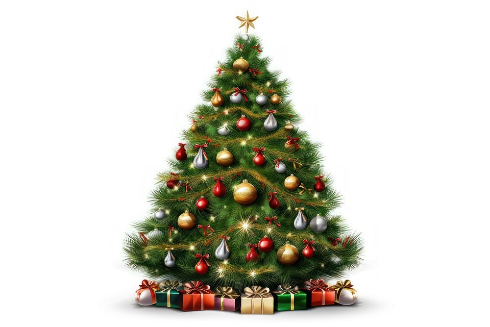 Christmas tree plant pine white background. AI generated Image by rawpixel.
