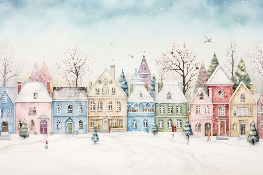 Christmas town architecture celebration. AI generated Image by rawpixel.