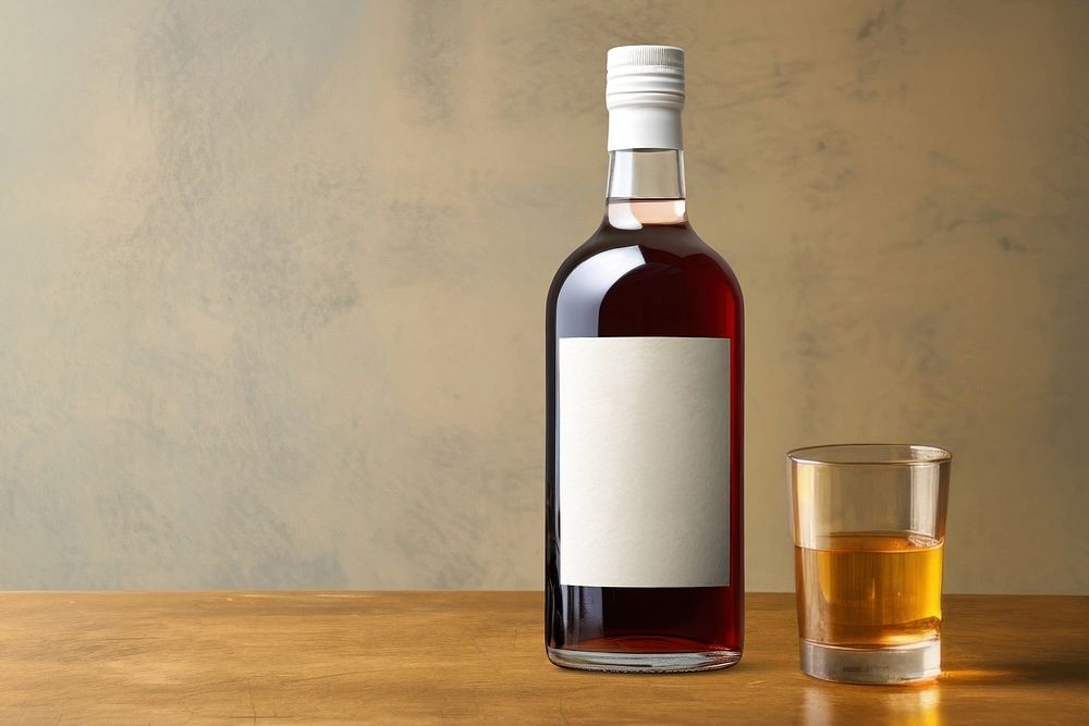 Whiskey glass and bottle, design resource