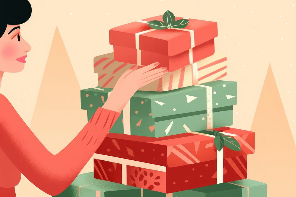 Christmas present holding adult. AI generated Image by rawpixel.