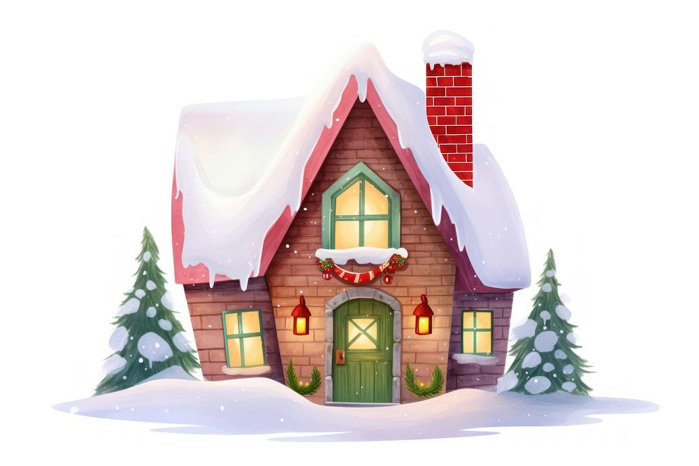 Christmas house decoration architecture building white background. AI generated Image by rawpixel.