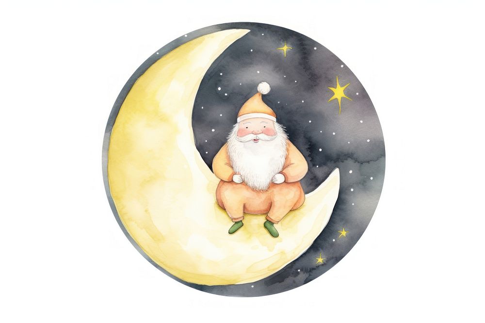 Santa moon white background representation. AI generated Image by rawpixel.