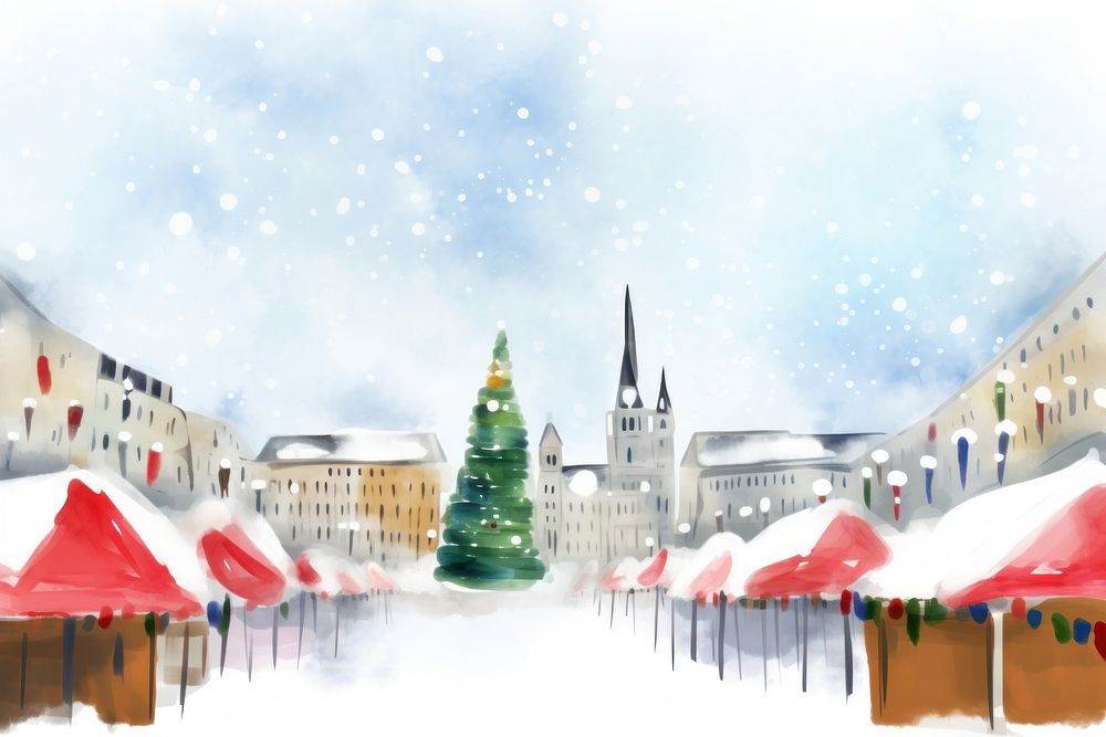 Christmas market outdoors winter snow. AI generated Image by rawpixel.
