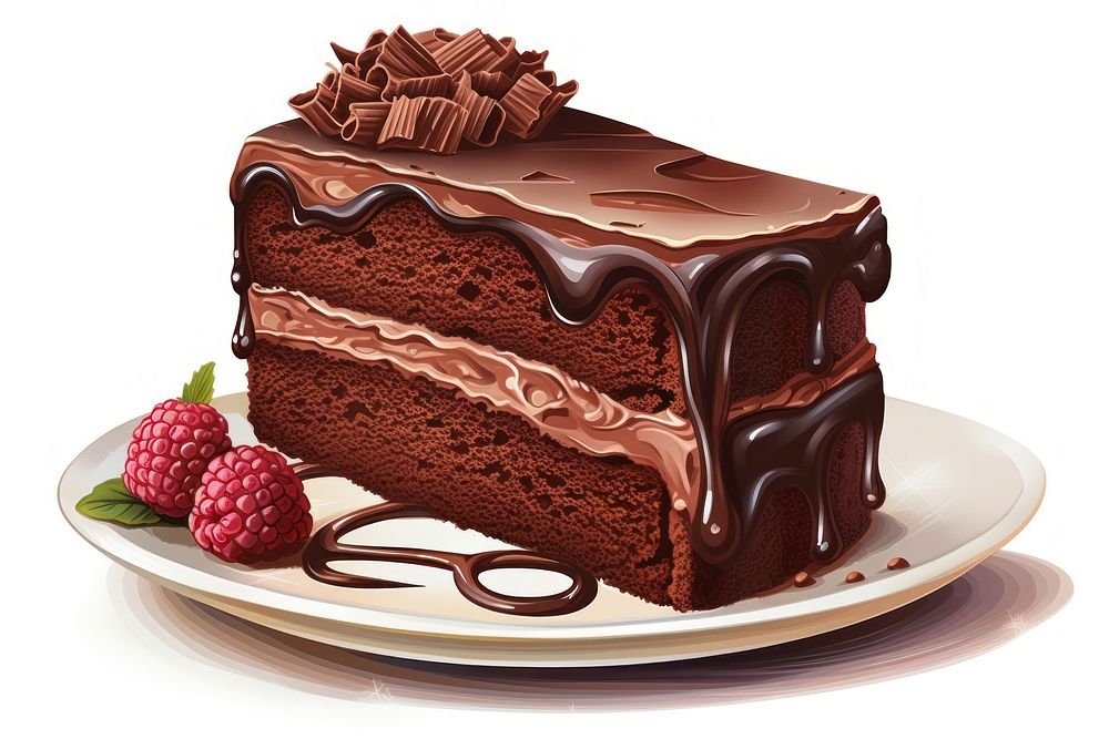 Chocolate cake dessert berry cream. AI generated Image by rawpixel.
