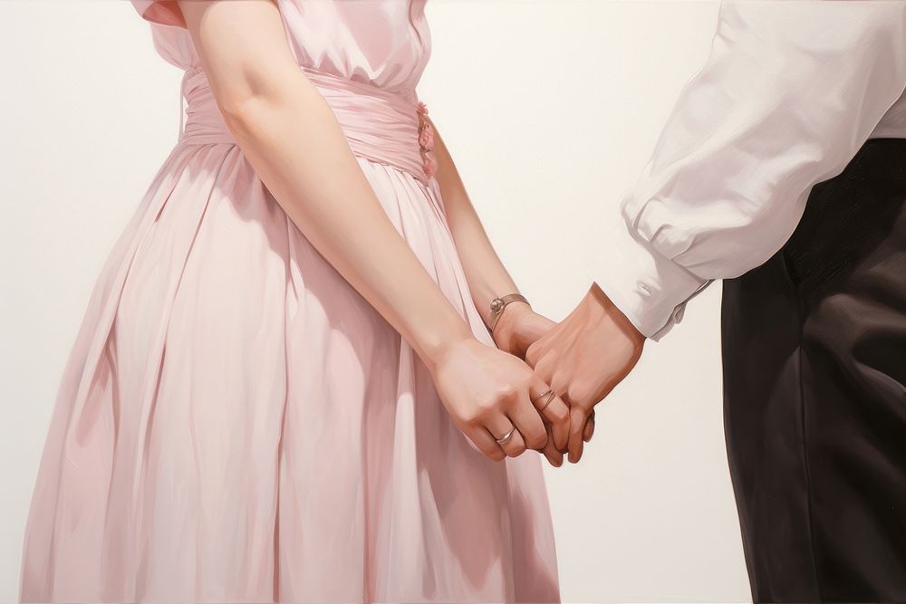 Holding hands fashion wedding dress. AI generated Image by rawpixel.
