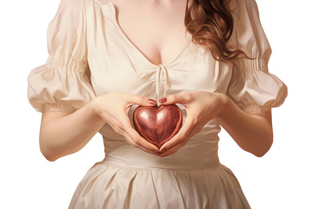 Heart hands gesture white background celebration midsection. AI generated Image by rawpixel.