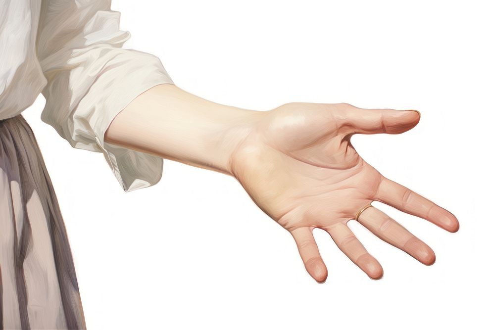Hand gesture finger pain white background. 