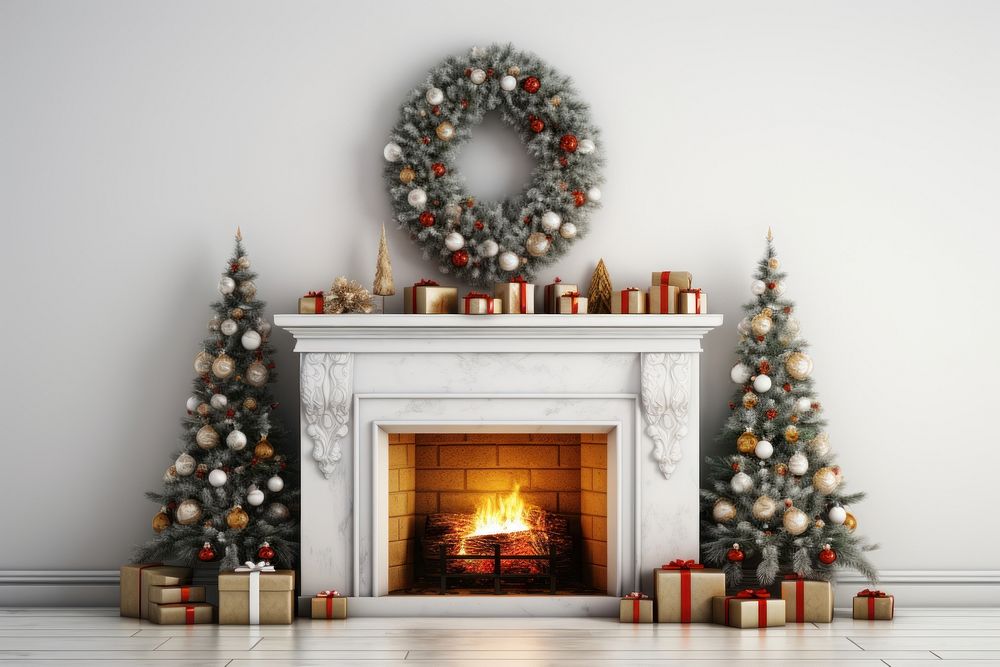 Fireplace fireplace christmas hearth. AI generated Image by rawpixel.