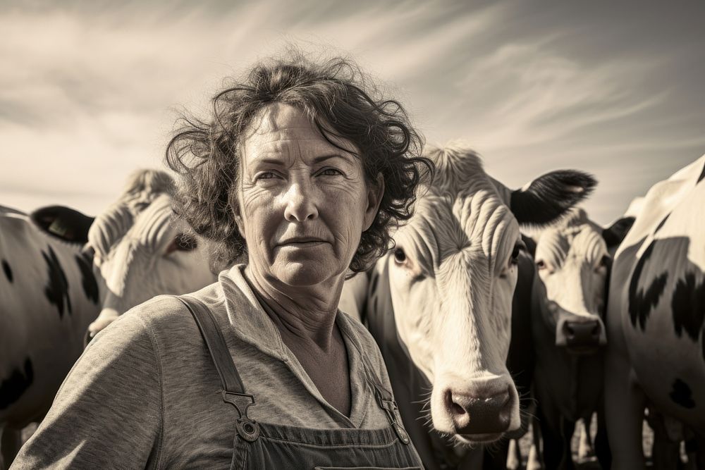 Dairy cattle livestock portrait mammal. AI generated Image by rawpixel.