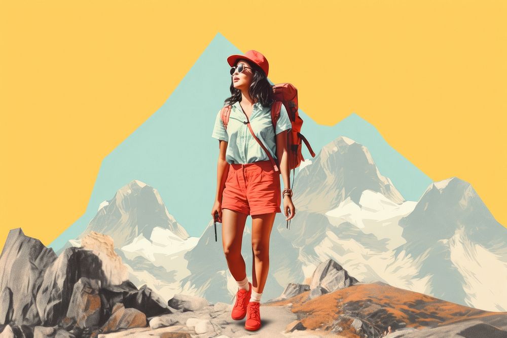 PNG Hiking backpacking adventure mountain. AI generated Image by rawpixel.