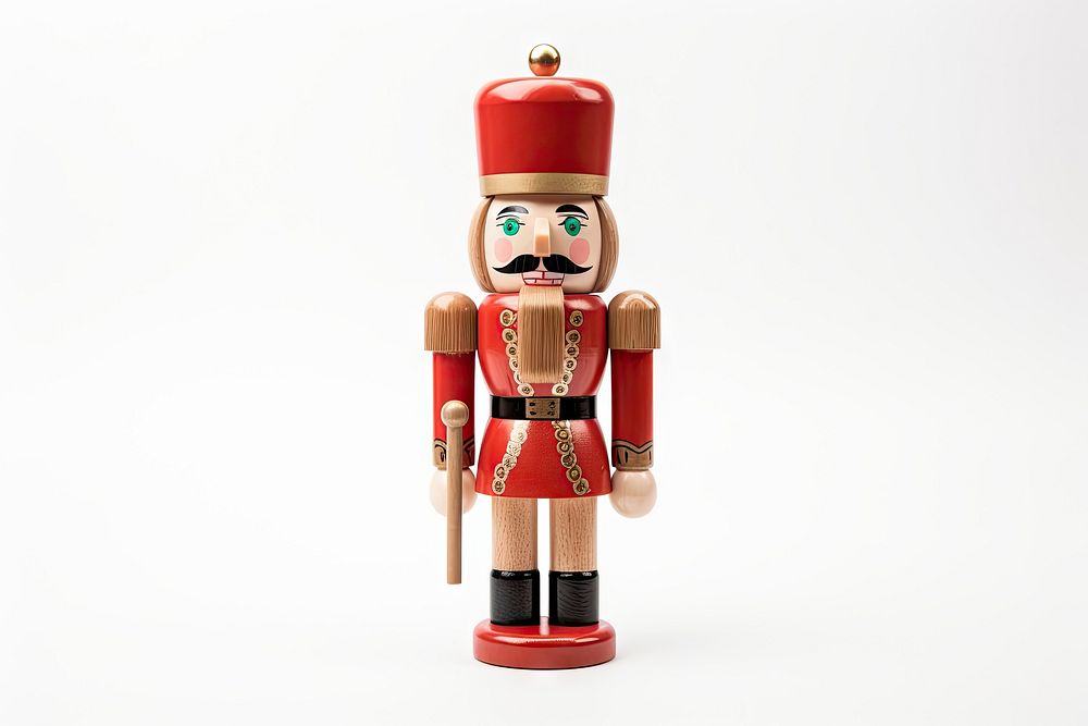 Russian uniform nutcracker silder toy white background representation. AI generated Image by rawpixel.