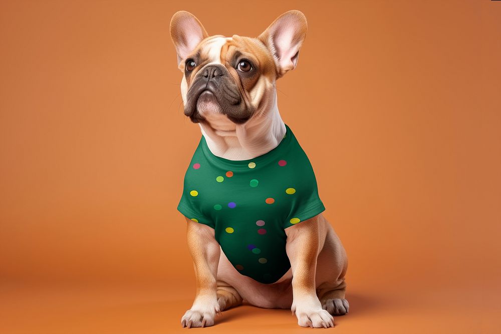 Dog wearing Christmas t-shirt