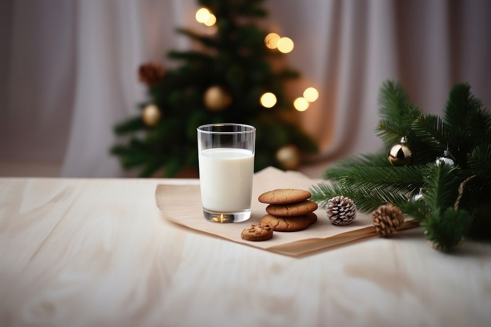 Milk christmas cookie drink. AI generated Image by rawpixel.
