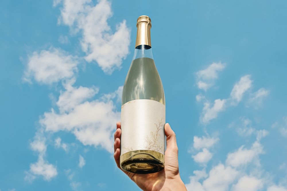Champagne bottle, beverage packaging design