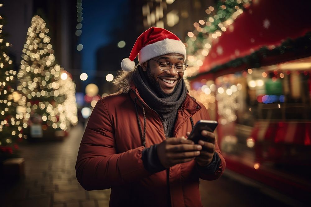 Christmas holding adult smile. AI generated Image by rawpixel.