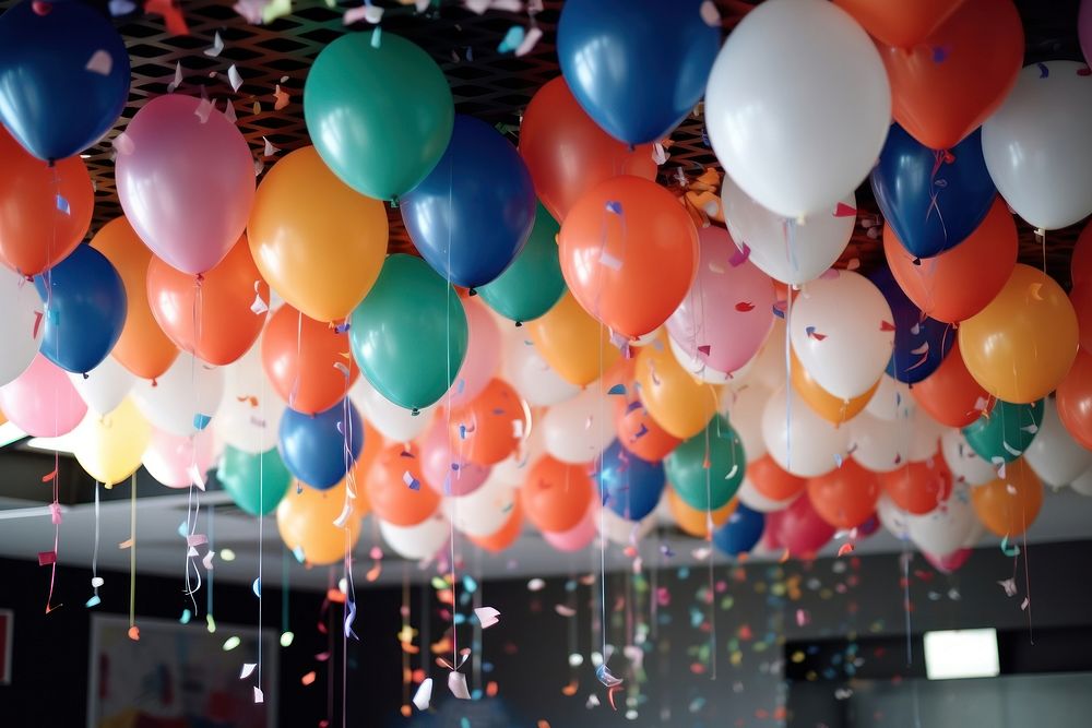 Cerabration balloons party illuminated celebration. AI generated Image by rawpixel.