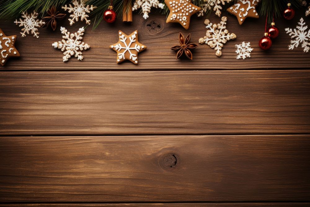 Christmas wood backgrounds confectionery. AI generated Image by rawpixel.