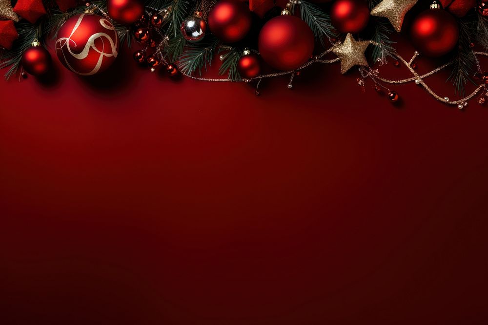Christmas decoration border backgrounds red christmas decorations. AI generated Image by rawpixel.