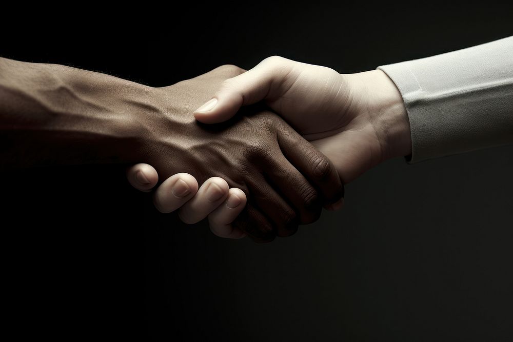 Hand handshake monochrome agreement. AI generated Image by rawpixel.