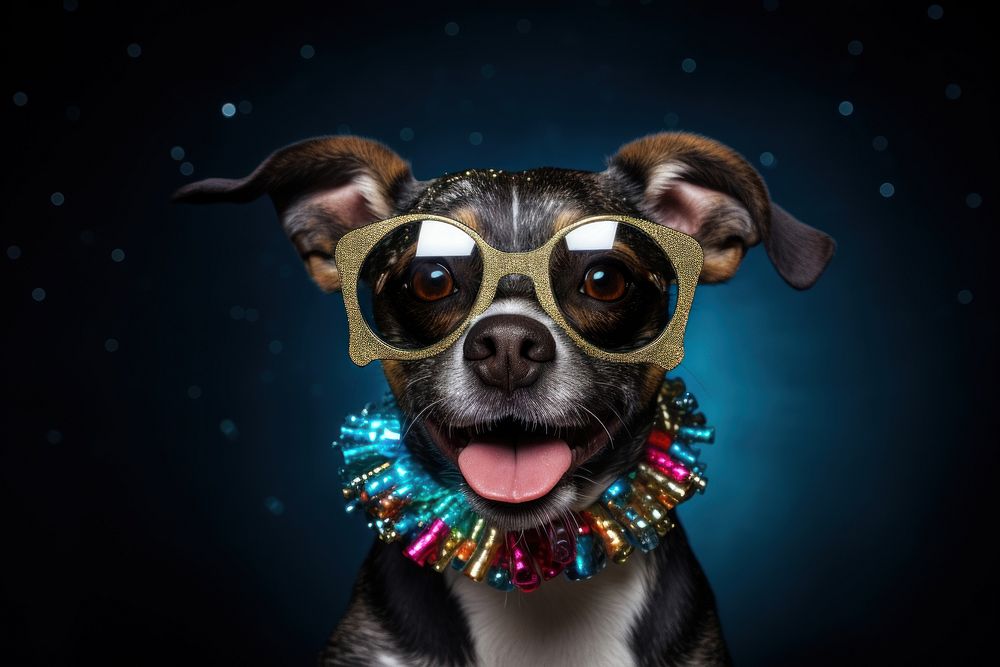 Dog glasses mammal animal. AI generated Image by rawpixel.