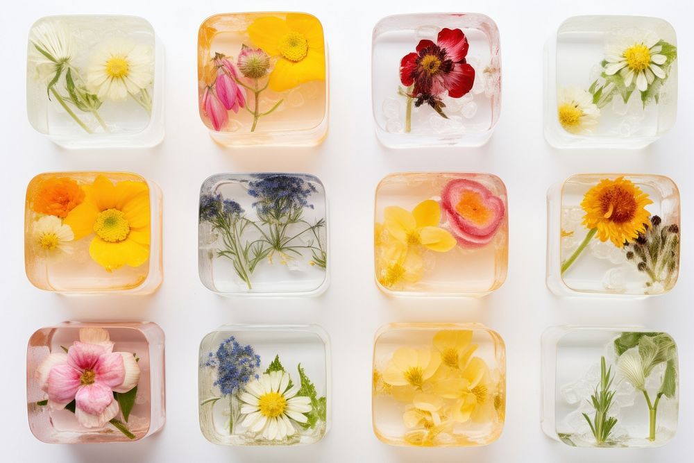 Flower Ice Cubes flower plant petal. AI generated Image by rawpixel.