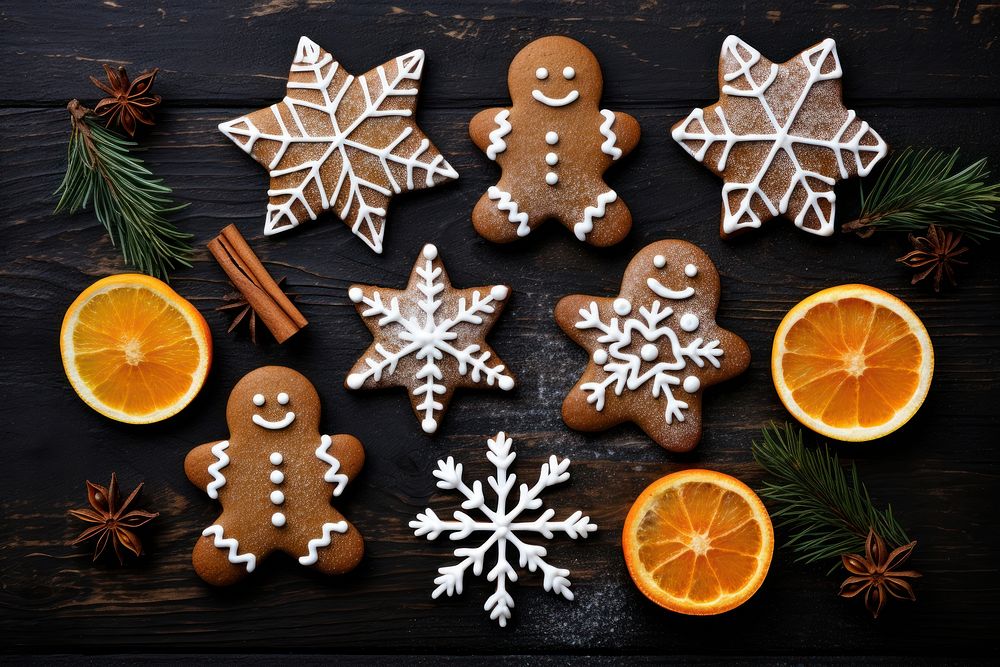 Gingerbread cookie christmas snowflake. AI generated Image by rawpixel.