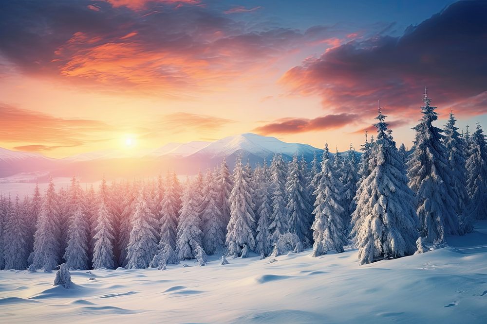 Impressive winter outdoors snow tree. AI generated Image by rawpixel.