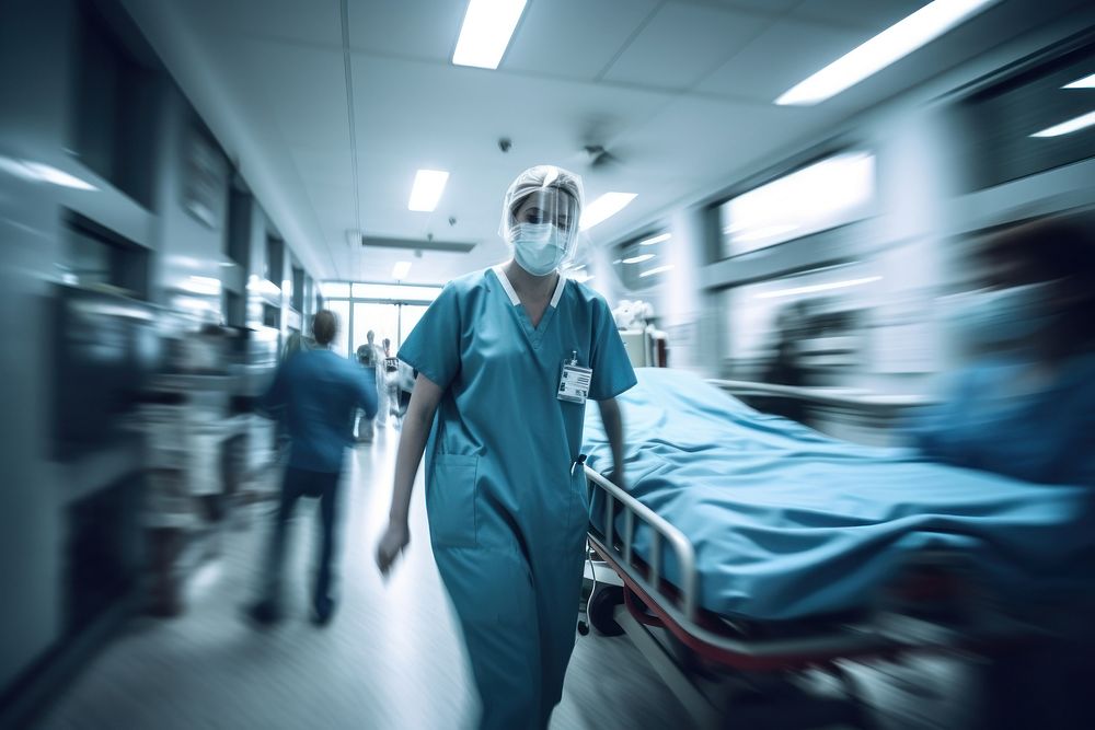 Hospital doctor stretcher medical. AI generated Image by rawpixel.
