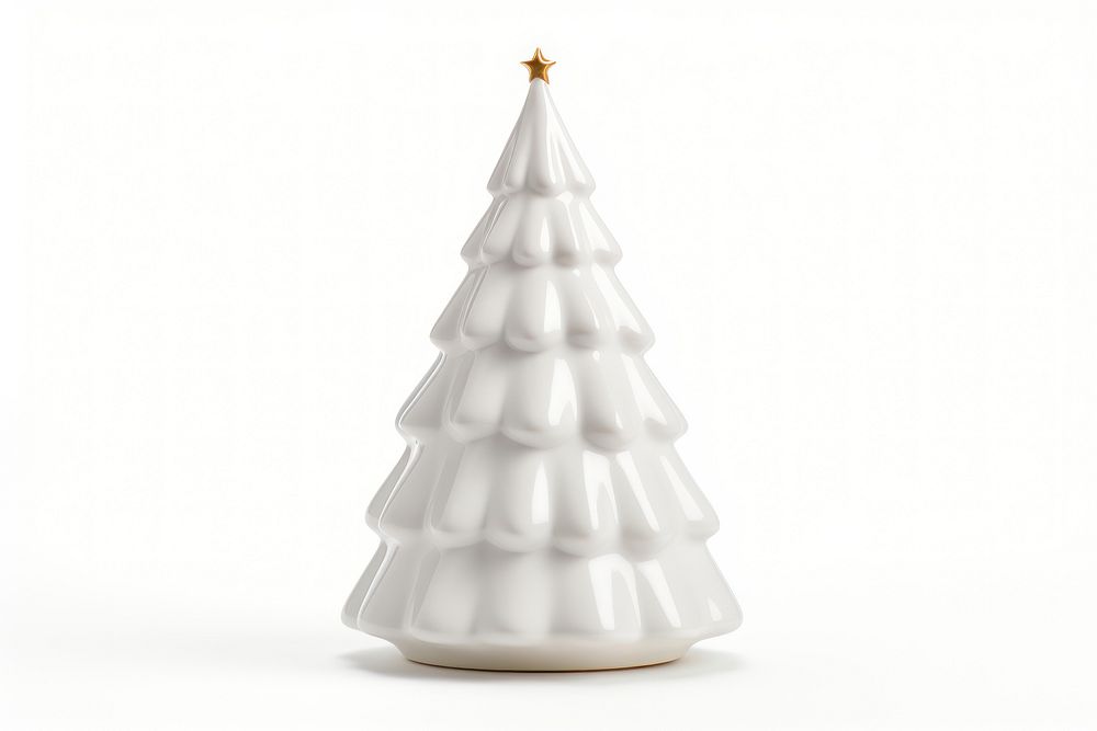 Ceramic christmas tree decoration white white background. AI generated Image by rawpixel.