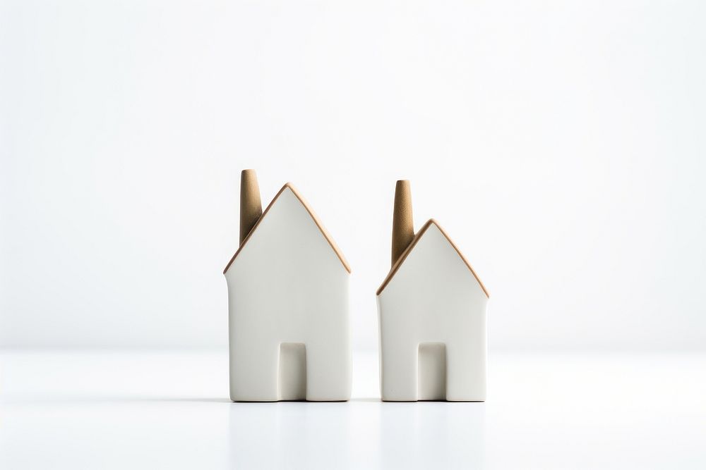 Ceramic house figurine white white background. AI generated Image by rawpixel.
