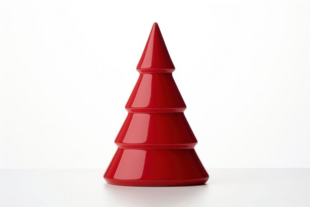 Red ceramic christmas tree decoration white background celebration. AI generated Image by rawpixel.