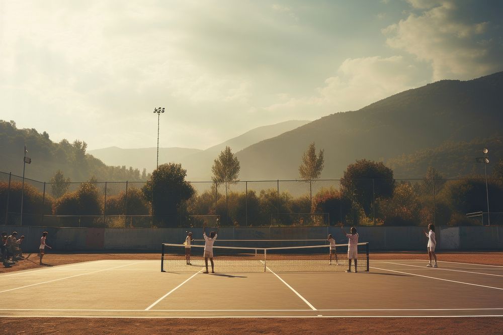 Tennis court outdoors sports architecture. AI generated Image by rawpixel.