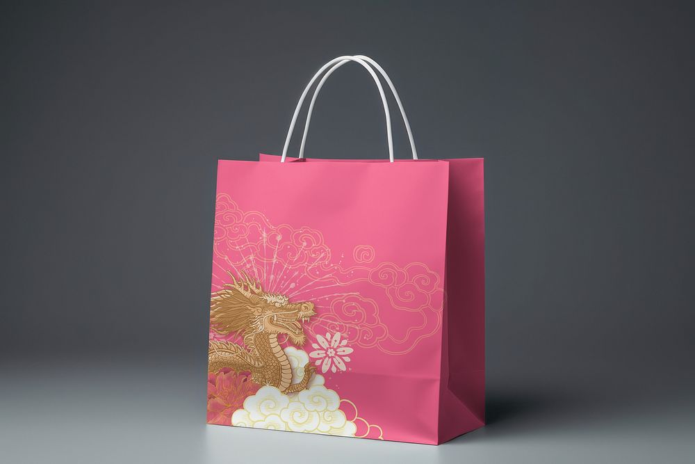 Pink paper shopping bag